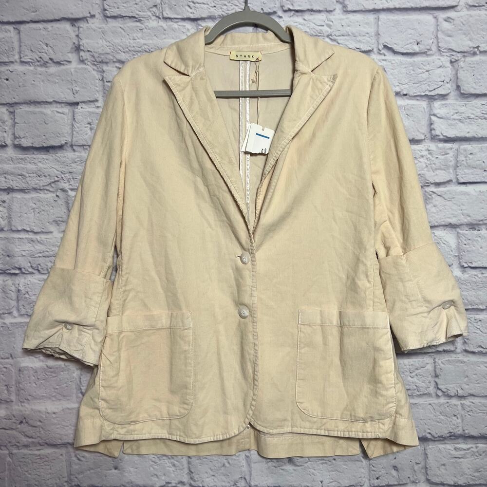 Stark X Allan Corduroy Blazer Jacket SIZE M Cream Beige Academia Workwear NWT